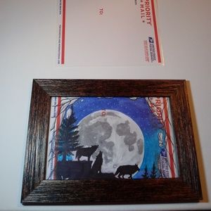 Wolf framed art